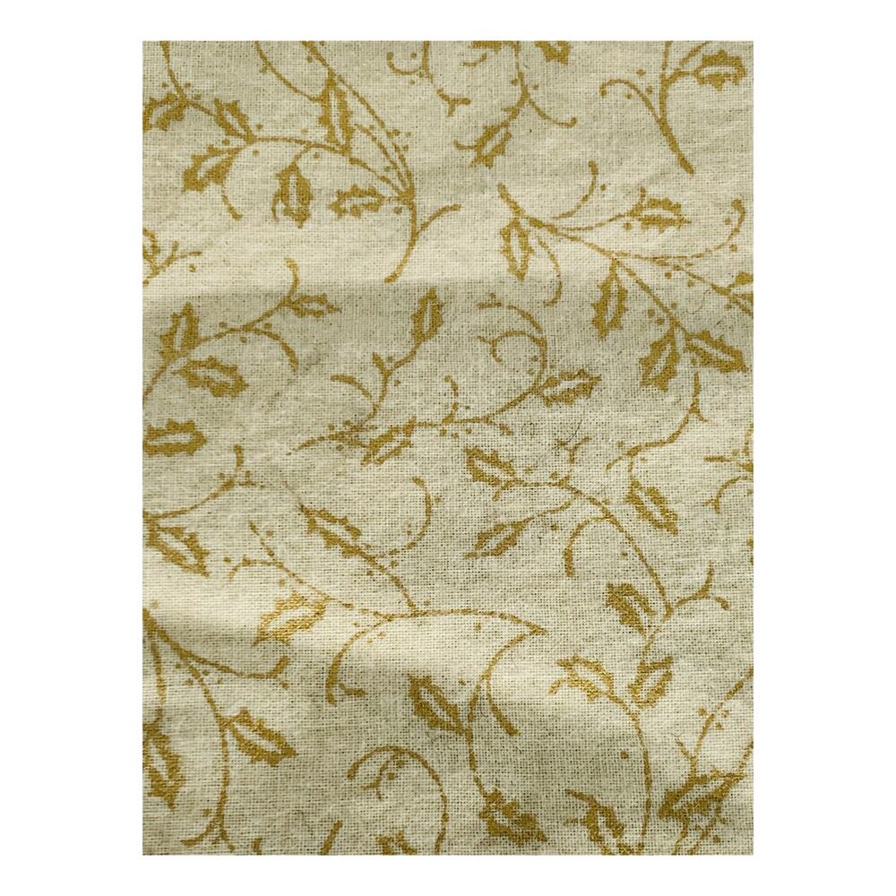 Quilters Cotton Fabric Holly Beige Small Gold Leaves Crafts 1 Yard 45 Inch Wide